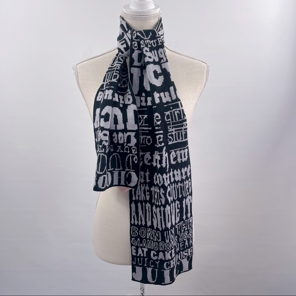 New Juicy Couture Wool Scarf Juicy Spell Out Graffiti Scarf 71 x 11 - Picture 1 of 4